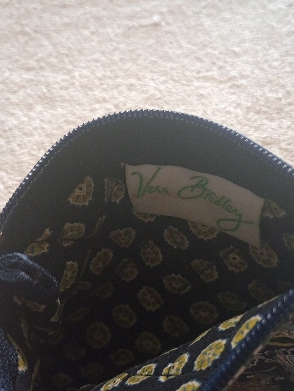 Quilted Vera Bradley Pouch Navy Ribbon Accent Statement Bag Quiet Luxury - Picture 5 of 7